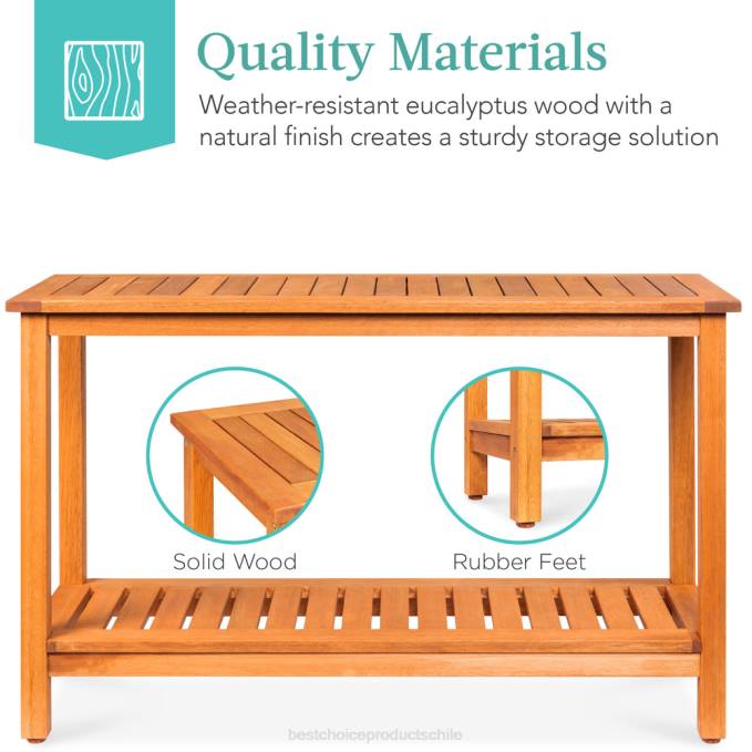 vida al aire libre | Best Choice Products Organizador de almacenamiento de mesa consola de madera de 2 estantes con acabado natural marrón08BN938