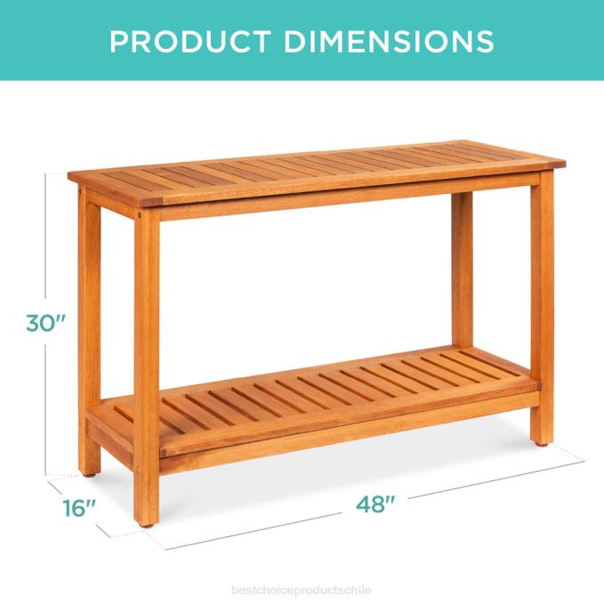 vida al aire libre | Best Choice Products Organizador de almacenamiento de mesa consola de madera de 2 estantes con acabado natural marrón08BN938