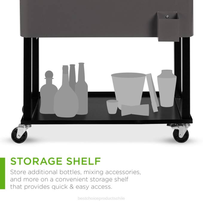 vida al aire libre | Best Choice Products Carro refrigerador portátil con ruedas y abridor de botellas, bandeja recogedora gris08BN1462
