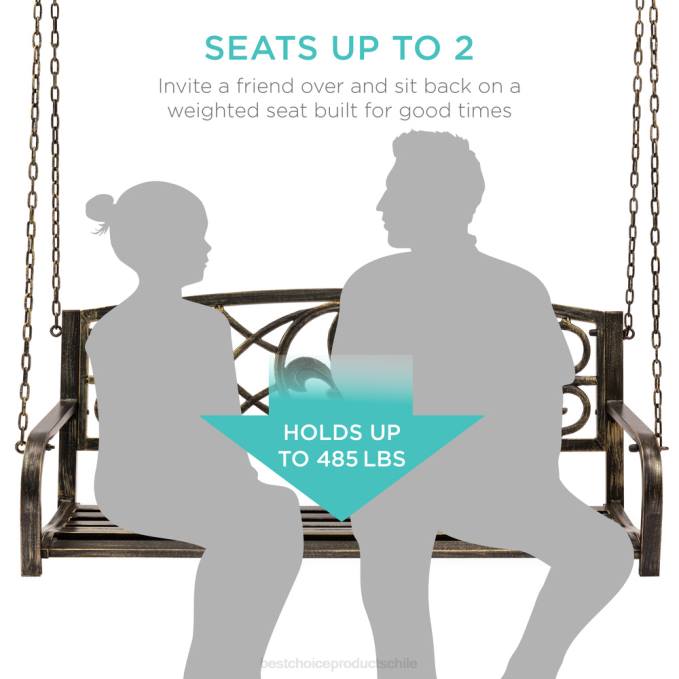 vida al aire libre | Best Choice Products Banco columpio colgante de metal para exteriores para 2 personas con detalles en flor de lis bronce08BN1484