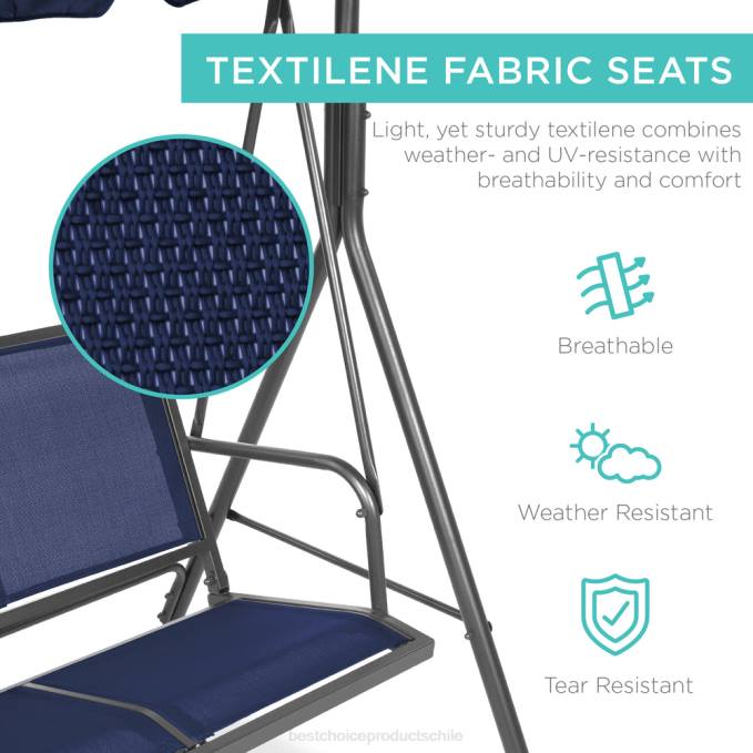 vida al aire libre | Best Choice Products Banco planeador oscilante con dosel para exteriores de 2 plazas con tela textilene y estructura de acero Armada08BN1357