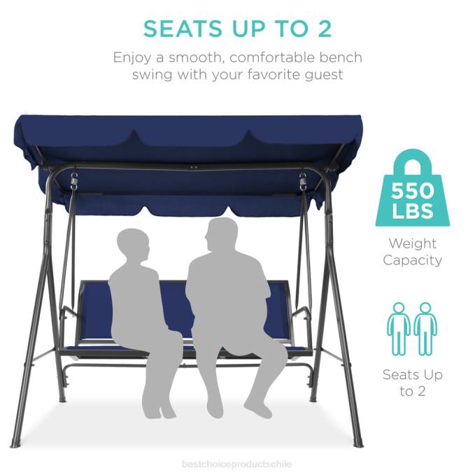 vida al aire libre | Best Choice Products Banco planeador oscilante con dosel para exteriores de 2 plazas con tela textilene y estructura de acero Armada08BN1357