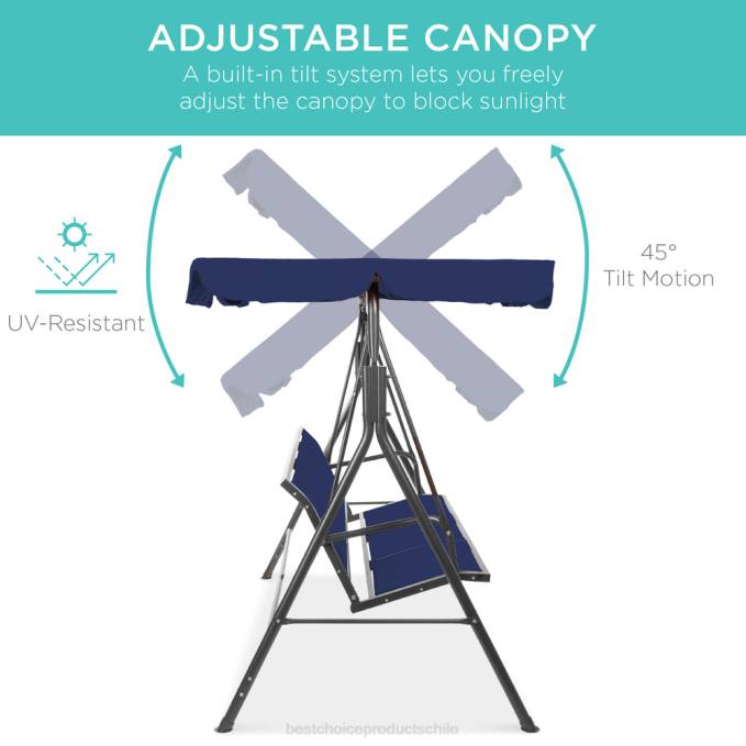 vida al aire libre | Best Choice Products Banco planeador oscilante con dosel para exteriores de 2 plazas con tela textilene y estructura de acero Armada08BN1357