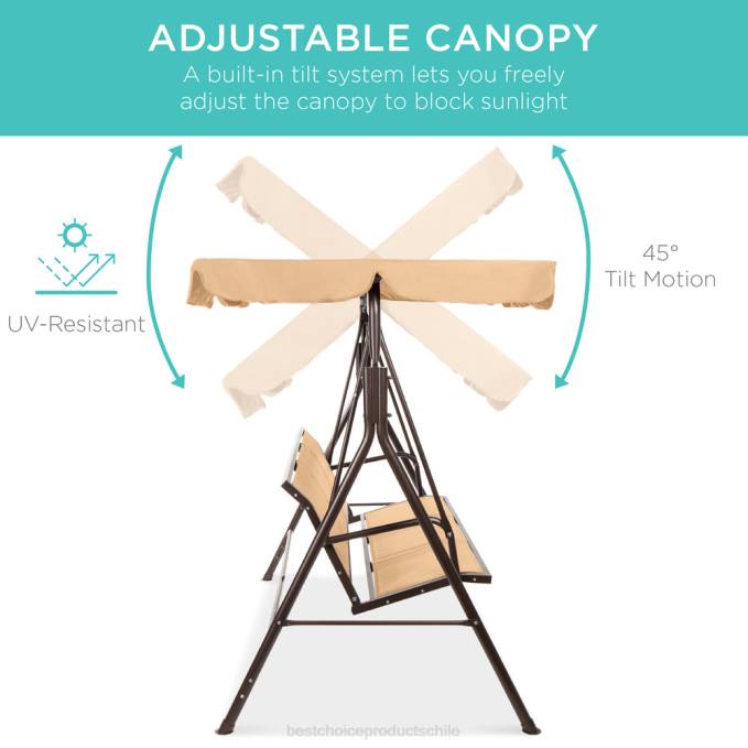 vida al aire libre | Best Choice Products Banco planeador oscilante con dosel para exteriores de 2 plazas con tela textilene y estructura de acero broncearse08BN1355