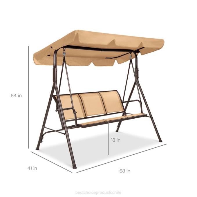 vida al aire libre | Best Choice Products Banco planeador oscilante con dosel para exteriores de 2 plazas con tela textilene y estructura de acero broncearse08BN1355