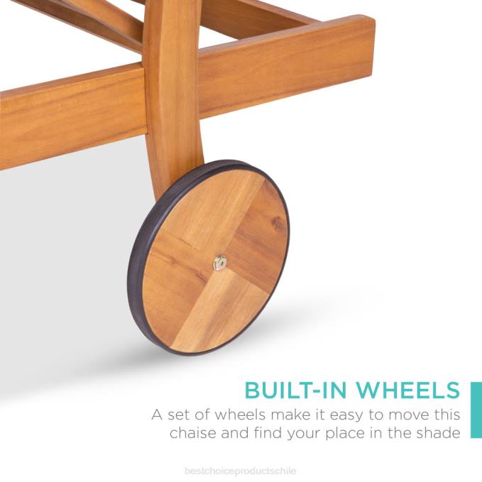 vida al aire libre | Best Choice Products Chaise lounge ajustable de madera de acacia con mesa auxiliar y ruedas. crema08BN872