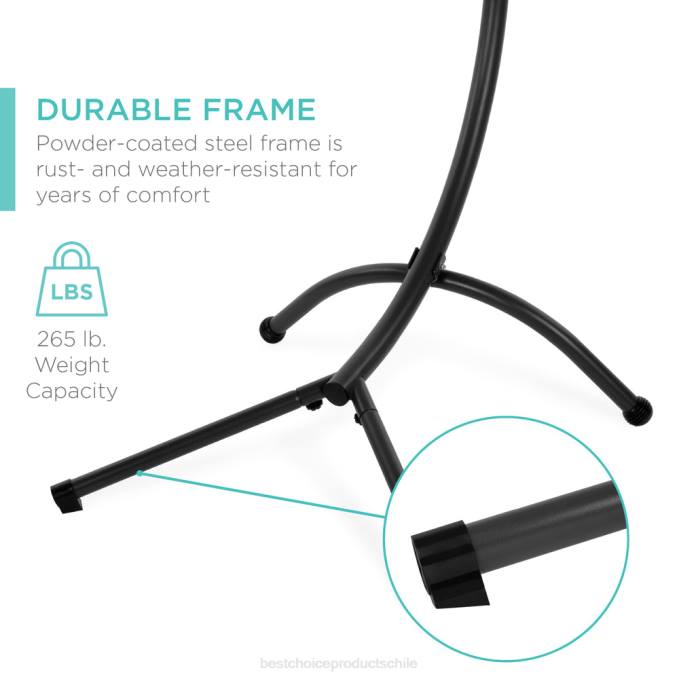 vida al aire libre | Best Choice Products Chaise lounge curvada colgante con almohada incorporada, dosel extraíble Azul marino08BN819