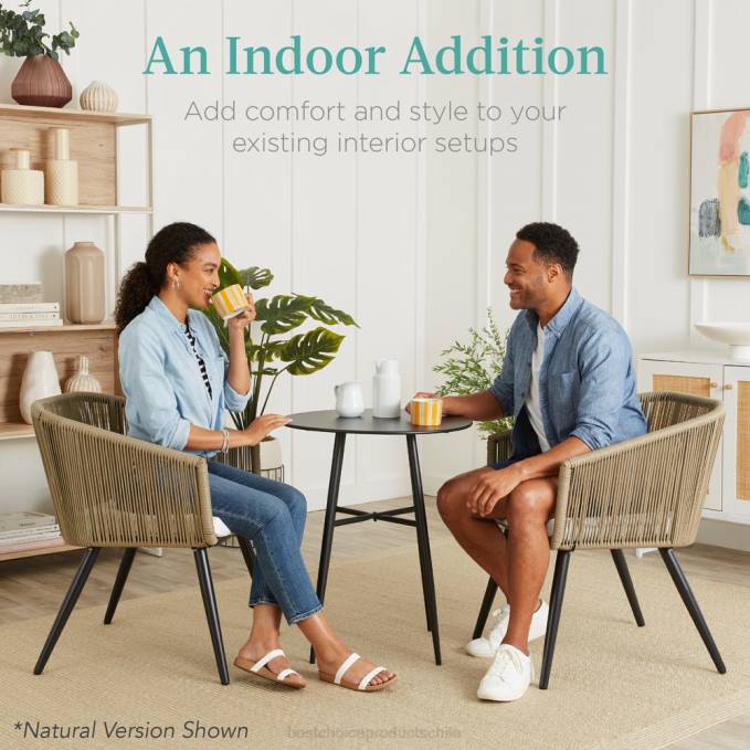 vida al aire libre | Best Choice Products Juego de 2 sillas de comedor de mimbre tejidas para interior y exterior, capacidad de 250 libras gris negro08BN1436