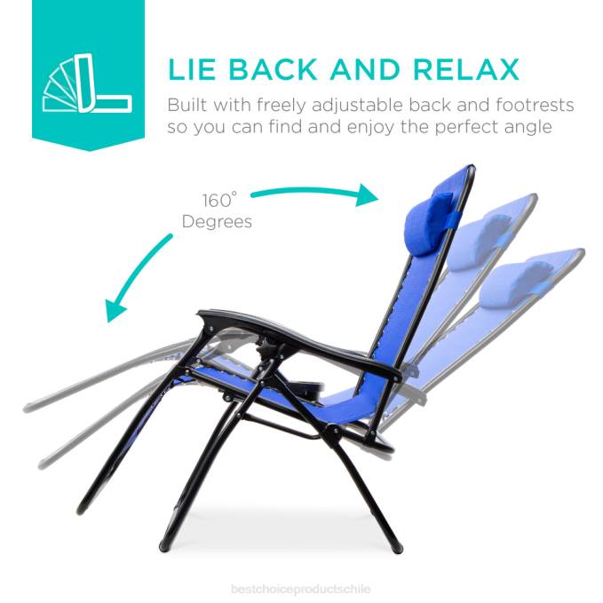 vida al aire libre | Best Choice Products Juego de 2 sillones reclinables ajustables de gravedad cero para patio con portavasos azul cobalto08BN803