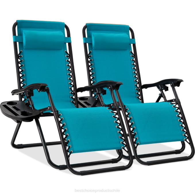vida al aire libre | Best Choice Products Juego de 2 sillones reclinables ajustables de gravedad cero para patio con portavasos azul eléctrico08BN816