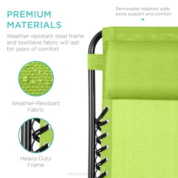 vida al aire libre | Best Choice Products Juego de 2 sillones reclinables ajustables de gravedad cero para patio con portavasos verde lima08BN811