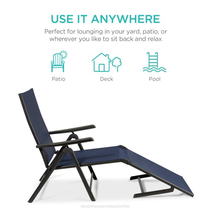 vida al aire libre | Best Choice Products Juego de 2 sillones reclinables para patio exterior con estructura resistente al óxido. Armada08BN826