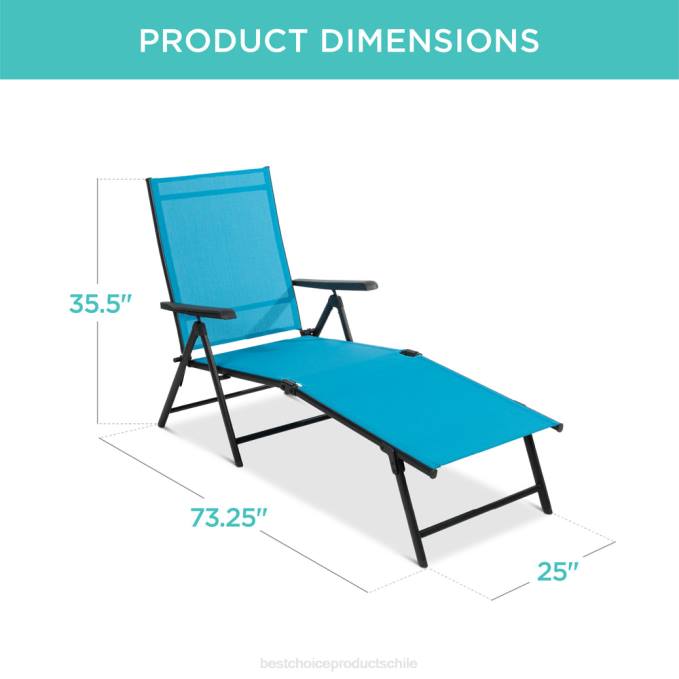 vida al aire libre | Best Choice Products Juego de 2 sillones reclinables para patio exterior con estructura resistente al óxido. cielo azul08BN827