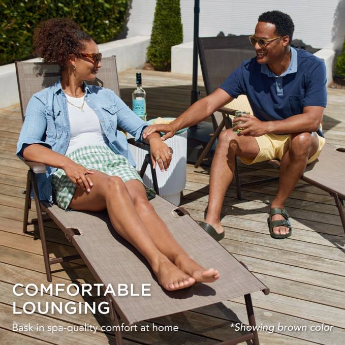 vida al aire libre | Best Choice Products Juego de 2 sillones reclinables para patio exterior con estructura resistente al óxido. gris08BN825