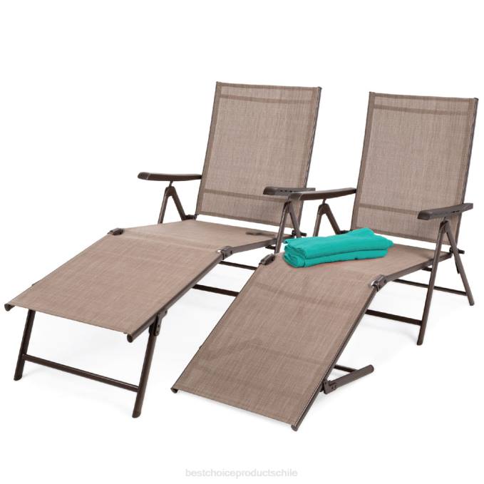 vida al aire libre | Best Choice Products Juego de 2 sillones reclinables para patio exterior con estructura resistente al óxido. marrón08BN824
