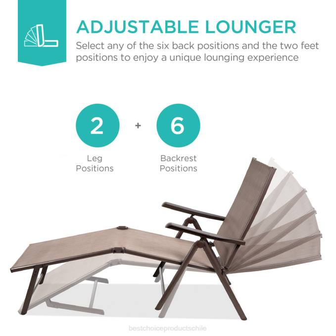 vida al aire libre | Best Choice Products Juego de 2 sillones reclinables para patio exterior con estructura resistente al óxido. marrón08BN824