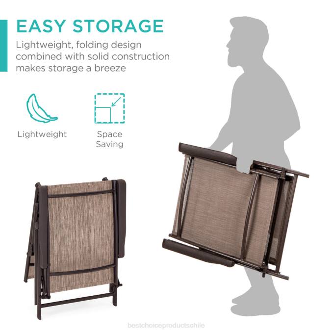 vida al aire libre | Best Choice Products Juego de 2 sillones reclinables para patio exterior con estructura resistente al óxido. marrón08BN824