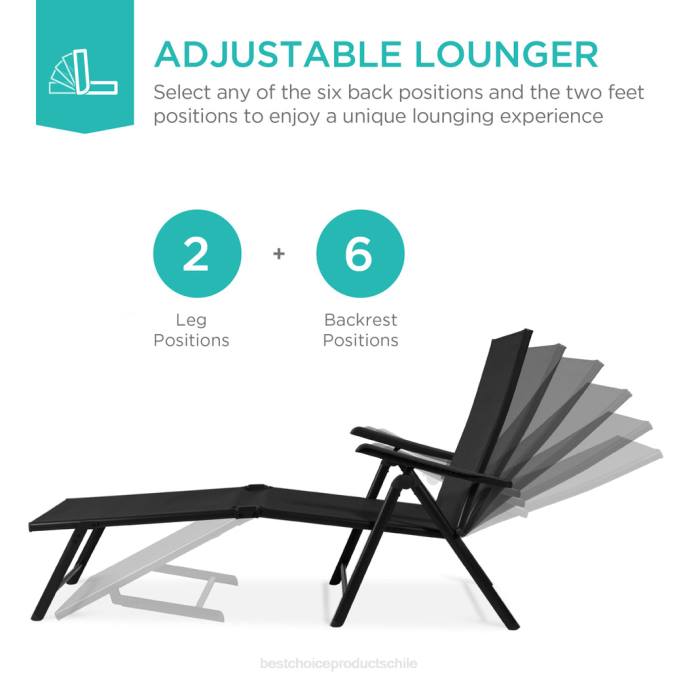 vida al aire libre | Best Choice Products Juego de 2 sillones reclinables para patio exterior con estructura resistente al óxido. negro08BN829
