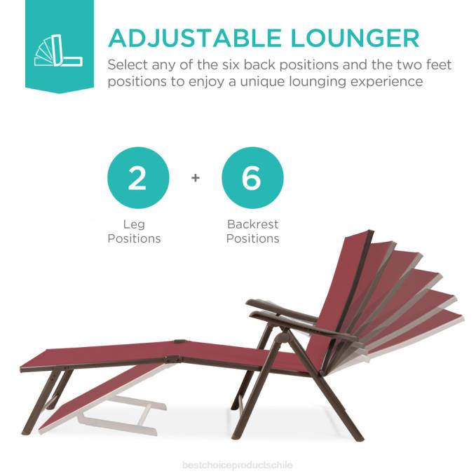vida al aire libre | Best Choice Products Juego de 2 sillones reclinables para patio exterior con estructura resistente al óxido. rojo08BN828