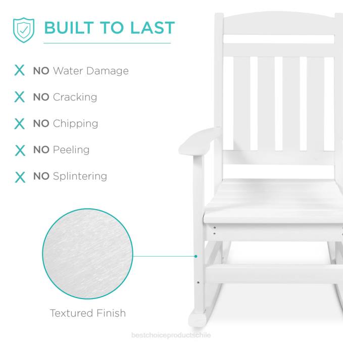 vida al aire libre | Best Choice Products Mecedora para porche interior y exterior para todo clima con capacidad de peso de 300 lb blanco08BN1319
