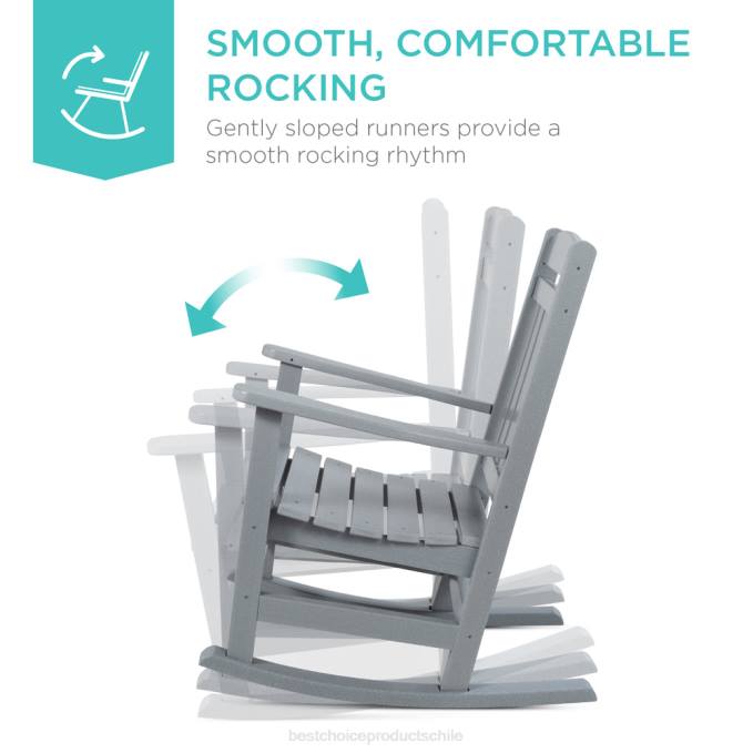vida al aire libre | Best Choice Products Mecedora para porche interior y exterior para todo clima con capacidad de peso de 300 lb gris08BN1317
