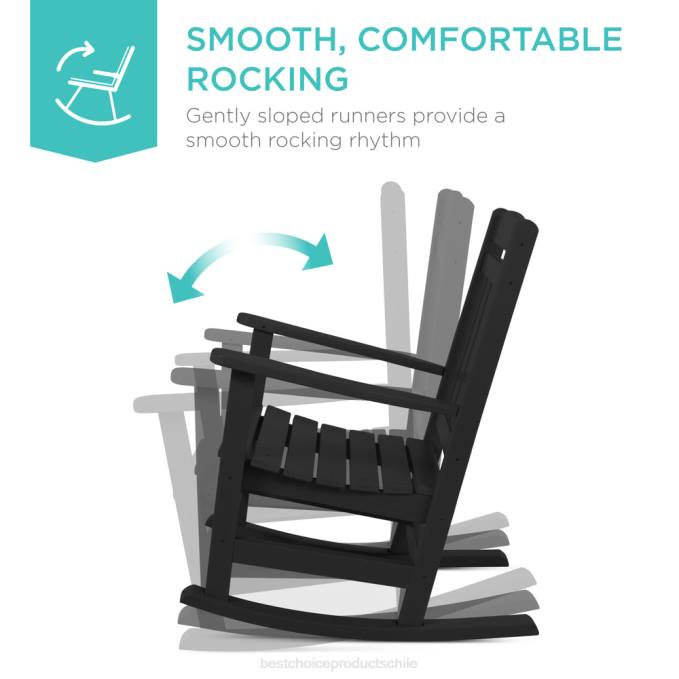 vida al aire libre | Best Choice Products Mecedora para porche interior y exterior para todo clima con capacidad de peso de 300 lb negro08BN1318