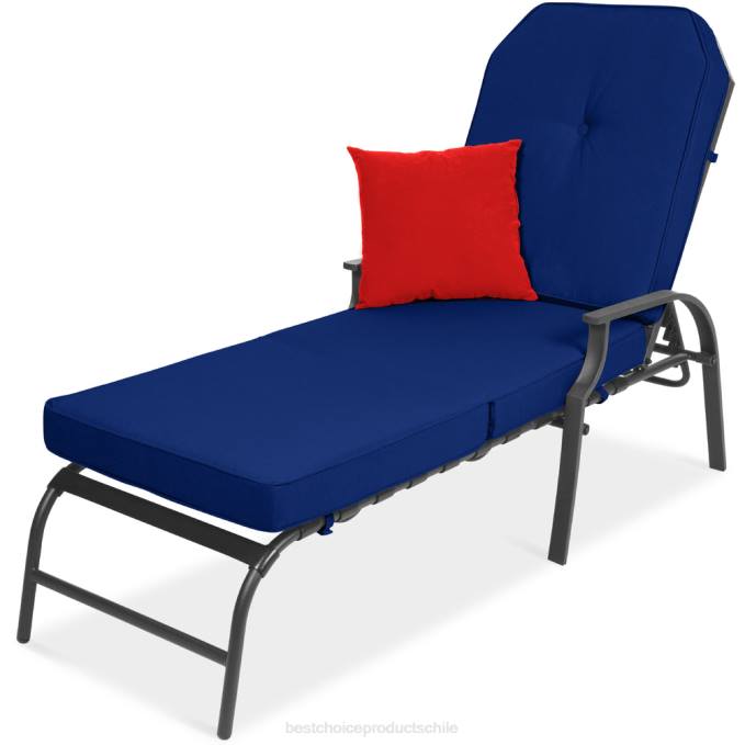 vida al aire libre | Best Choice Products Muebles de silla reclinable chaise lounge para exteriores con 2 cojines Azul marino08BN884