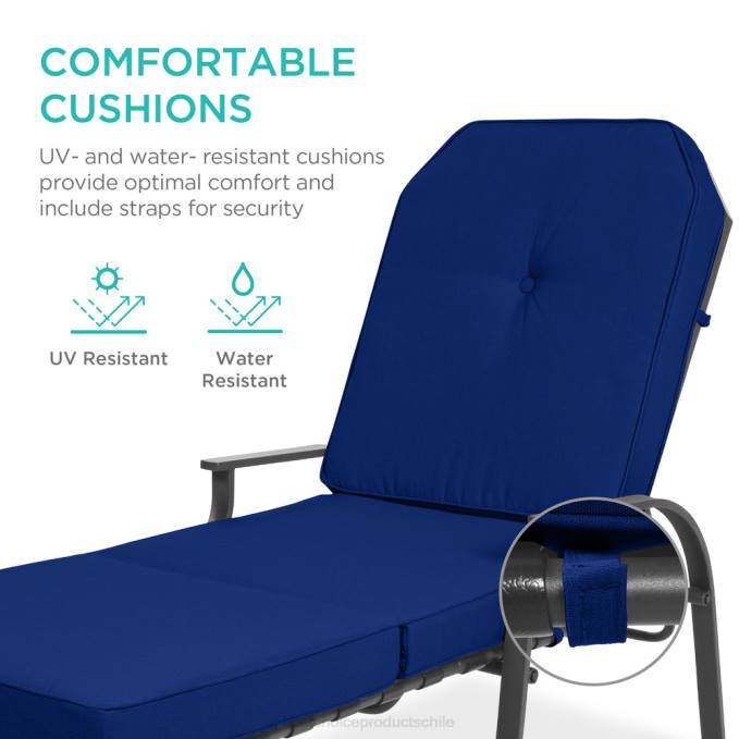 vida al aire libre | Best Choice Products Muebles de silla reclinable chaise lounge para exteriores con 2 cojines Azul marino08BN884