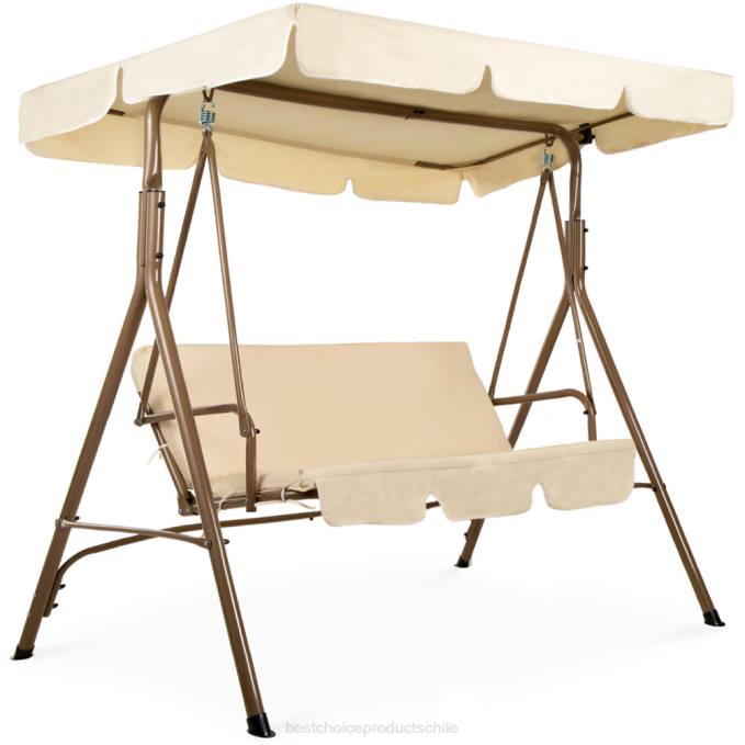 vida al aire libre | Best Choice Products Muebles tipo planeador con dosel para exteriores para 2 personas con cojines, estructura de acero beige08BN394