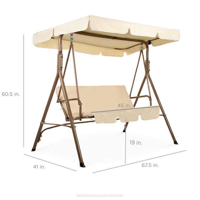 vida al aire libre | Best Choice Products Muebles tipo planeador con dosel para exteriores para 2 personas con cojines, estructura de acero beige08BN394