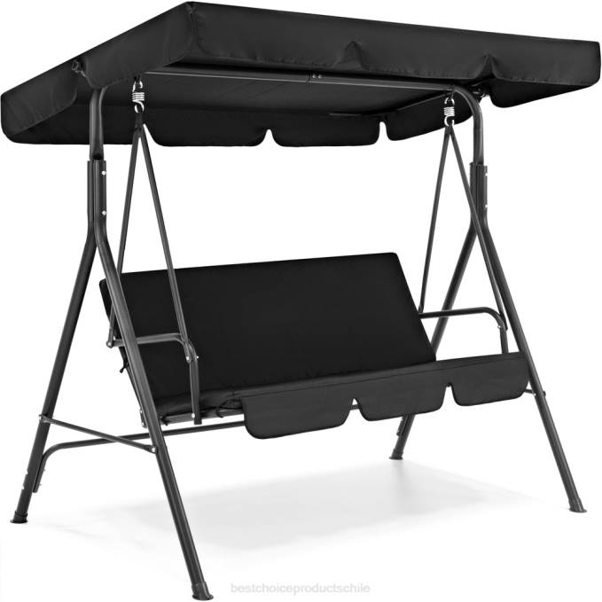 vida al aire libre | Best Choice Products Muebles tipo planeador con dosel para exteriores para 2 personas con cojines, estructura de acero negro08BN399