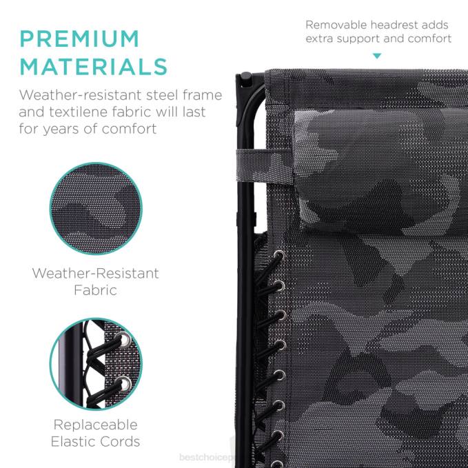 vida al aire libre | Best Choice Products Sillón reclinable plegable de gravedad cero para patio con dosel y bandeja lateral camuflaje08BN788