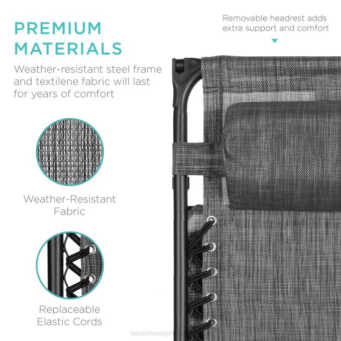 vida al aire libre | Best Choice Products Sillón reclinable plegable de gravedad cero para patio con dosel y bandeja lateral gris08BN769
