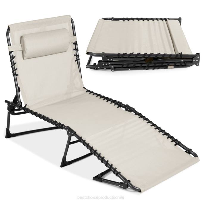 vida al aire libre | Best Choice Products Sillón reclinable portátil para patio con almohada Marfil08BN834