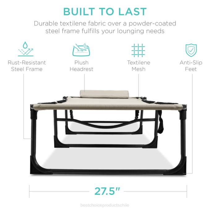 vida al aire libre | Best Choice Products Sillón reclinable portátil para patio con almohada Marfil08BN834