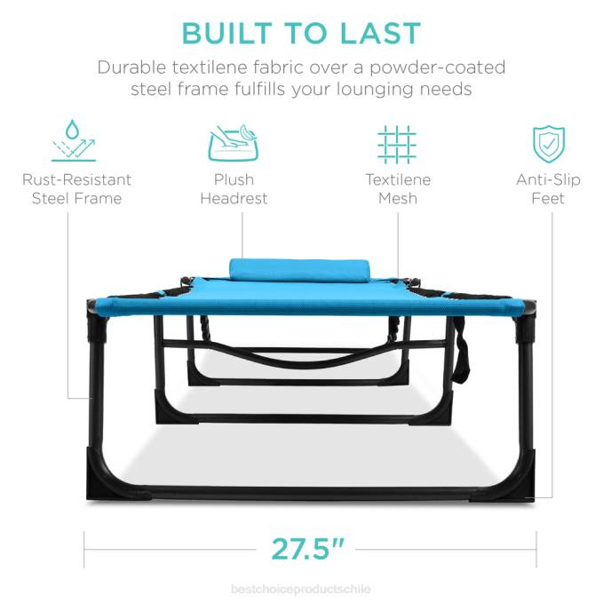vida al aire libre | Best Choice Products Sillón reclinable portátil para patio con almohada azul claro08BN835