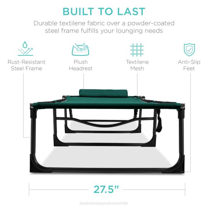 vida al aire libre | Best Choice Products Sillón reclinable portátil para patio con almohada bosque verde08BN839