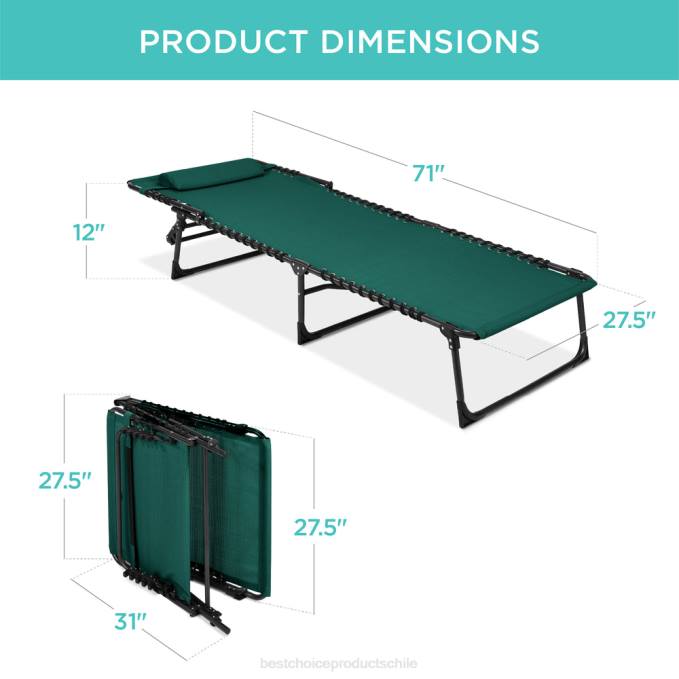 vida al aire libre | Best Choice Products Sillón reclinable portátil para patio con almohada bosque verde08BN839