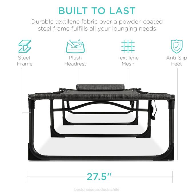 vida al aire libre | Best Choice Products Sillón reclinable portátil para patio con almohada gris08BN830