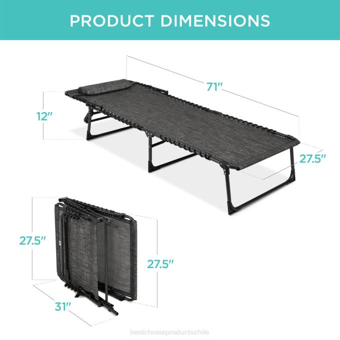 vida al aire libre | Best Choice Products Sillón reclinable portátil para patio con almohada gris08BN830