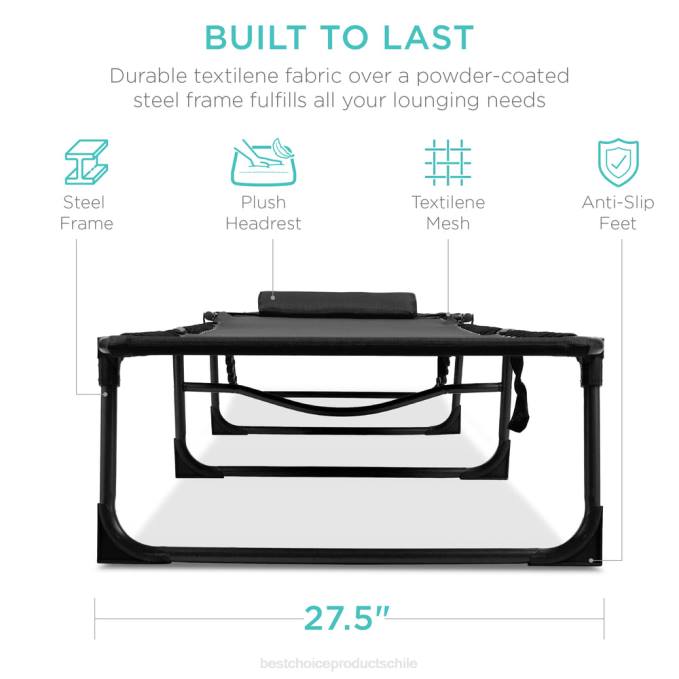 vida al aire libre | Best Choice Products Sillón reclinable portátil para patio con almohada negro08BN832