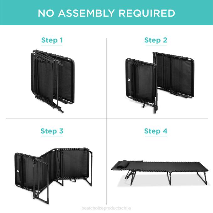 vida al aire libre | Best Choice Products Sillón reclinable portátil para patio con almohada negro08BN832