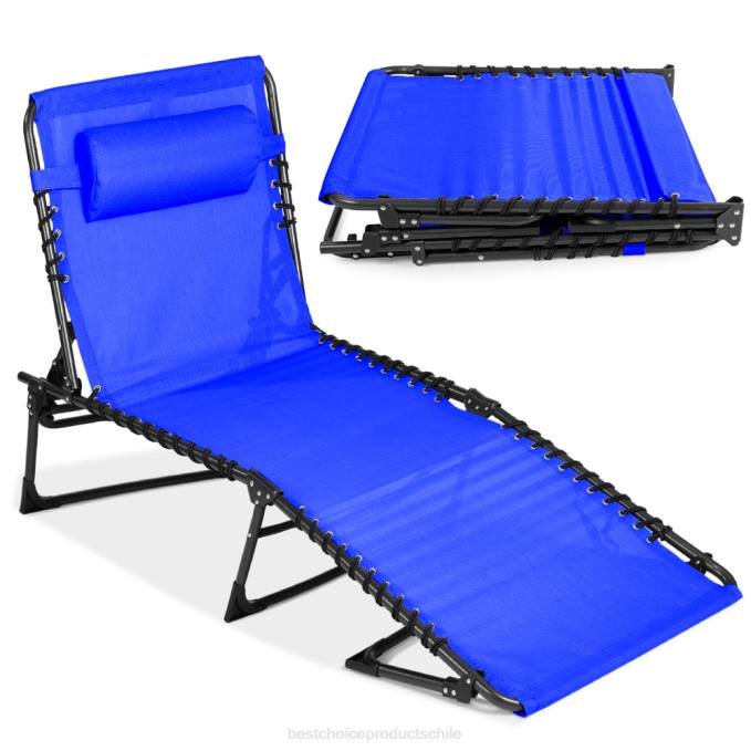 vida al aire libre | Best Choice Products Sillón reclinable portátil para patio con almohada recurso azul08BN838