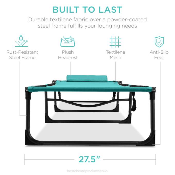 vida al aire libre | Best Choice Products Sillón reclinable portátil para patio con almohada verde azulado08BN840