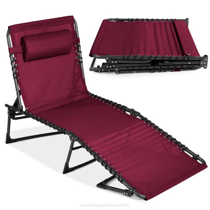 vida al aire libre | Best Choice Products Sillón reclinable portátil para patio con almohada vino rojo08BN836