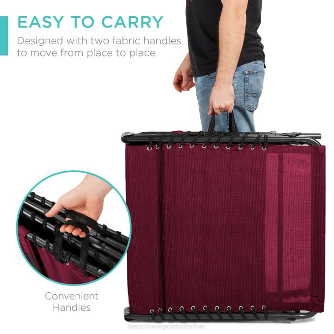 vida al aire libre | Best Choice Products Sillón reclinable portátil para patio con almohada vino rojo08BN836