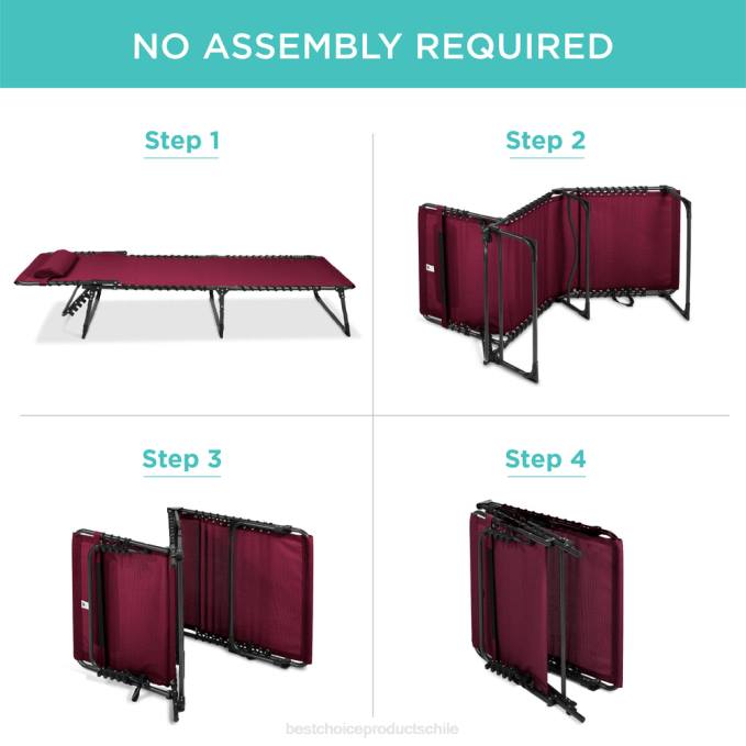 vida al aire libre | Best Choice Products Sillón reclinable portátil para patio con almohada vino rojo08BN836