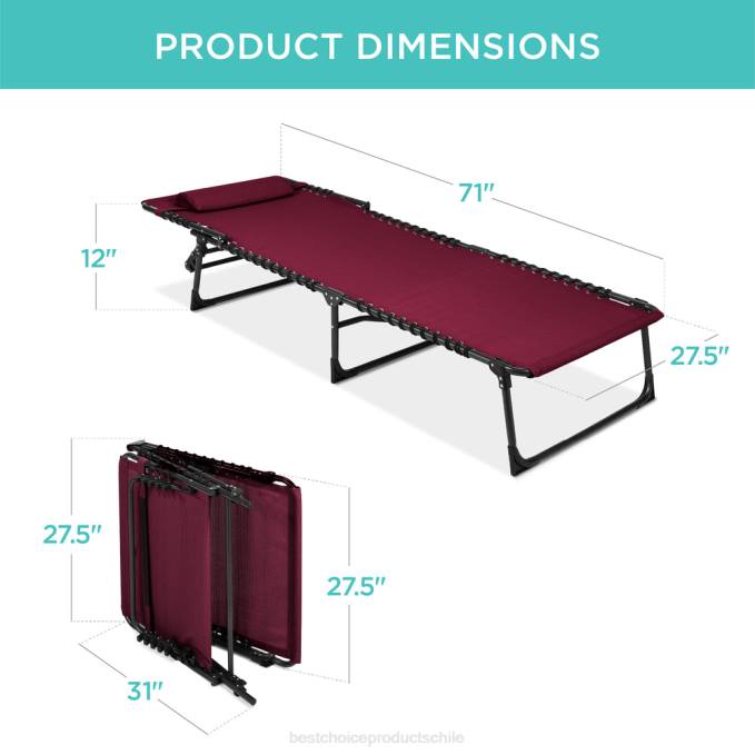 vida al aire libre | Best Choice Products Sillón reclinable portátil para patio con almohada vino rojo08BN836