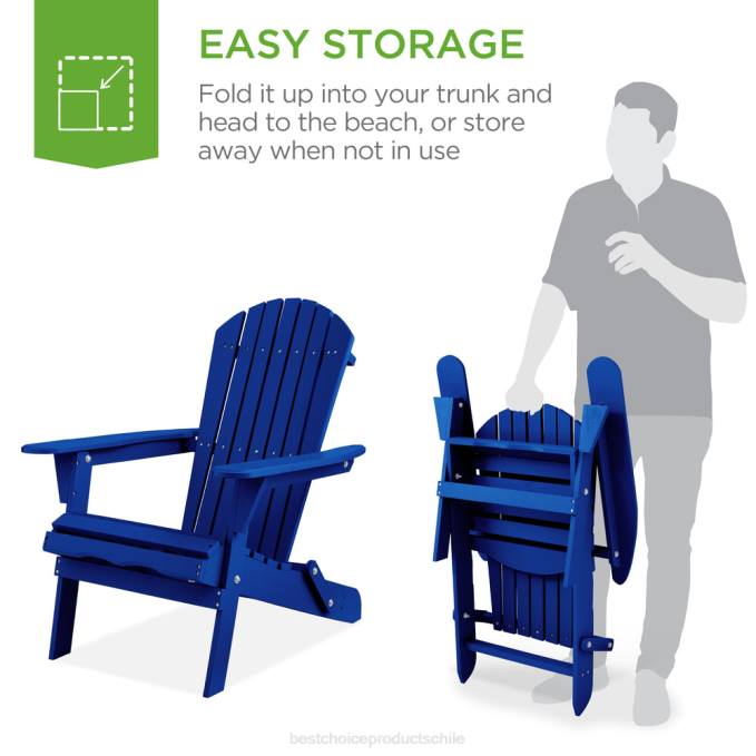 vida al aire libre | Best Choice Products Silla Adirondack plegable de madera, muebles decorativos con vetas de madera natural azul08BN747