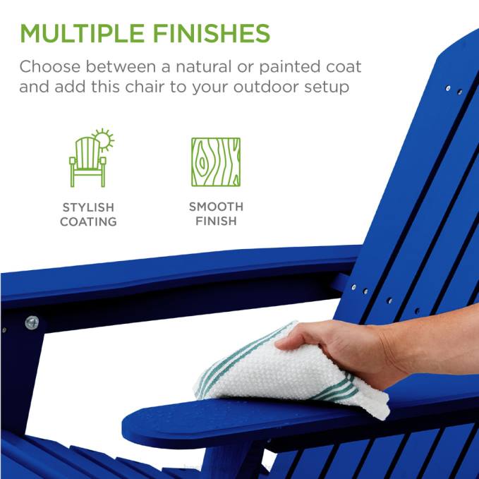 vida al aire libre | Best Choice Products Silla Adirondack plegable de madera, muebles decorativos con vetas de madera natural azul08BN747